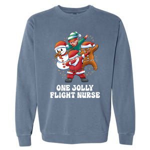 One Jolly Flight Nurse Dabbing Santa Christmas Funny Gift Garment-Dyed Sweatshirt