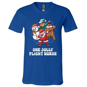 One Jolly Flight Nurse Dabbing Santa Christmas Funny Gift V-Neck T-Shirt