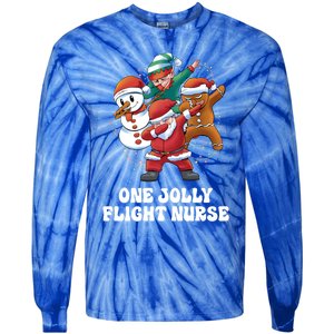 One Jolly Flight Nurse Dabbing Santa Christmas Funny Gift Tie-Dye Long Sleeve Shirt