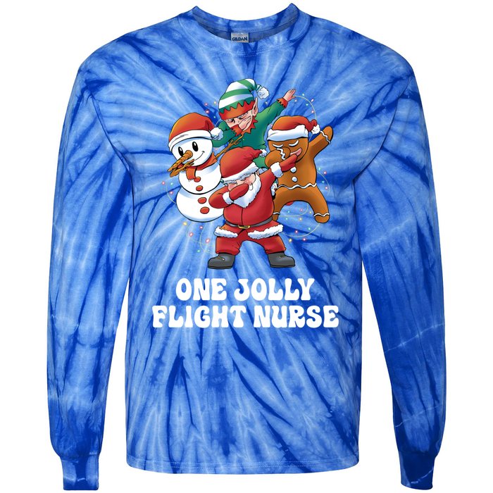 One Jolly Flight Nurse Dabbing Santa Christmas Funny Gift Tie-Dye Long Sleeve Shirt