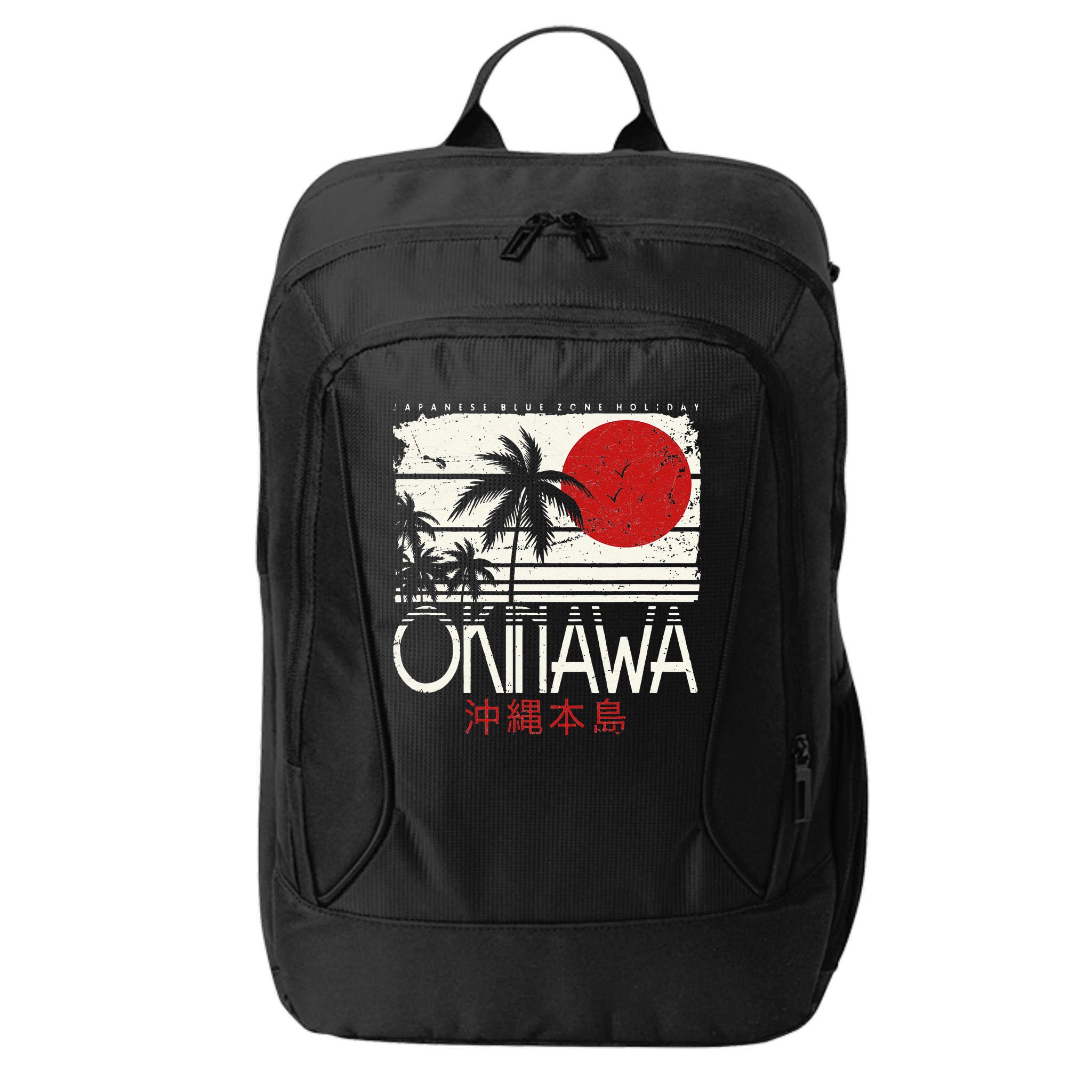 Okinawa Japan Holiday Nihon Nippon Ikigai Retro Vintage City Backpack