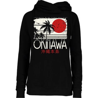 Okinawa Japan Holiday Nihon Nippon Ikigai Retro Vintage Womens Funnel Neck Pullover Hood