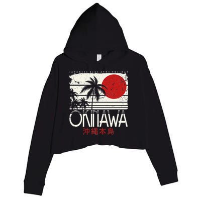 Okinawa Japan Holiday Nihon Nippon Ikigai Retro Vintage Crop Fleece Hoodie