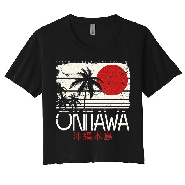 Okinawa Japan Holiday Nihon Nippon Ikigai Retro Vintage Crop Top