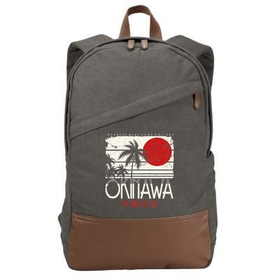 Okinawa Japan Holiday Nihon Nippon Ikigai Retro Vintage Cotton Canvas Backpack