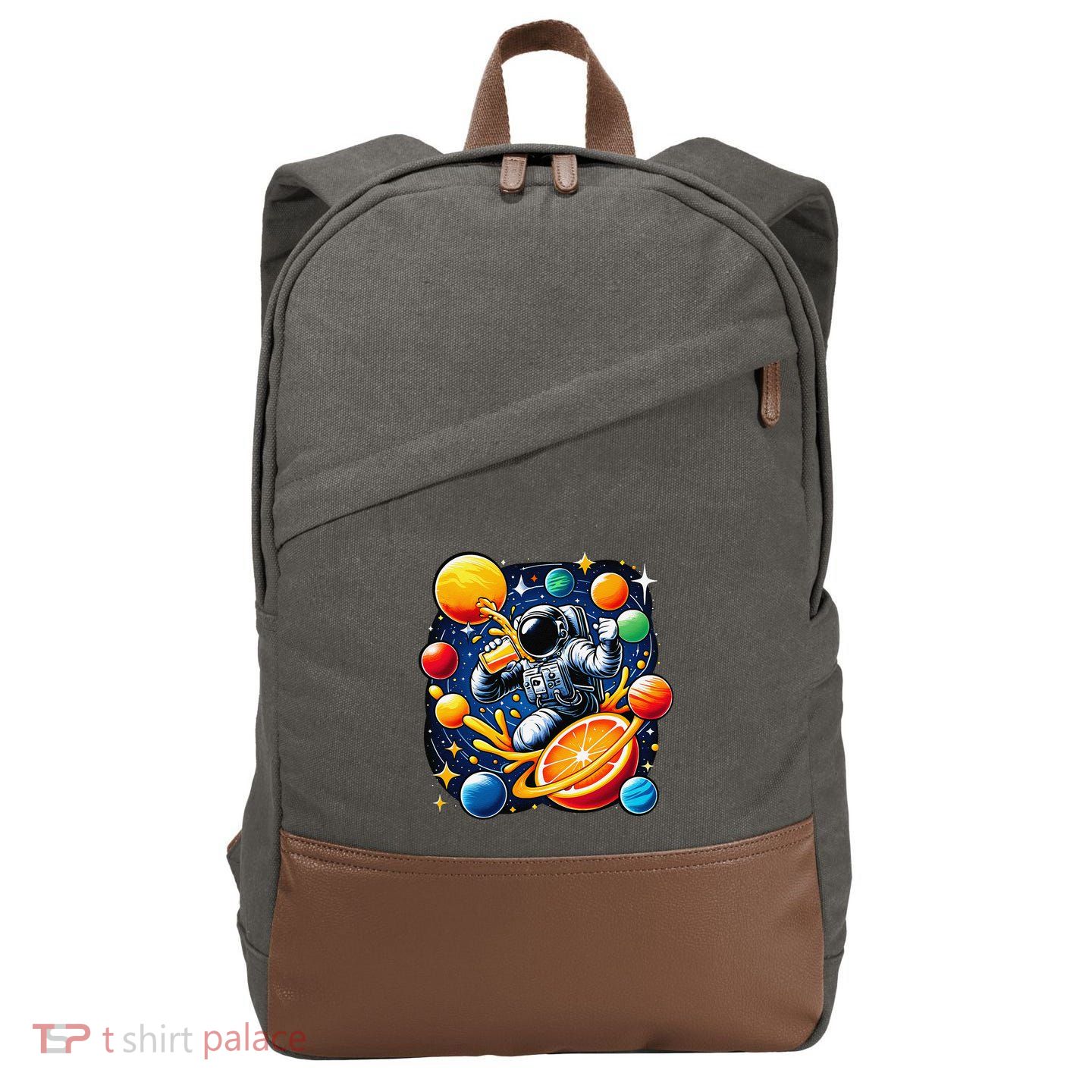 Orange Juice Lover Drinking Orange Juice Cotton Canvas Backpack
