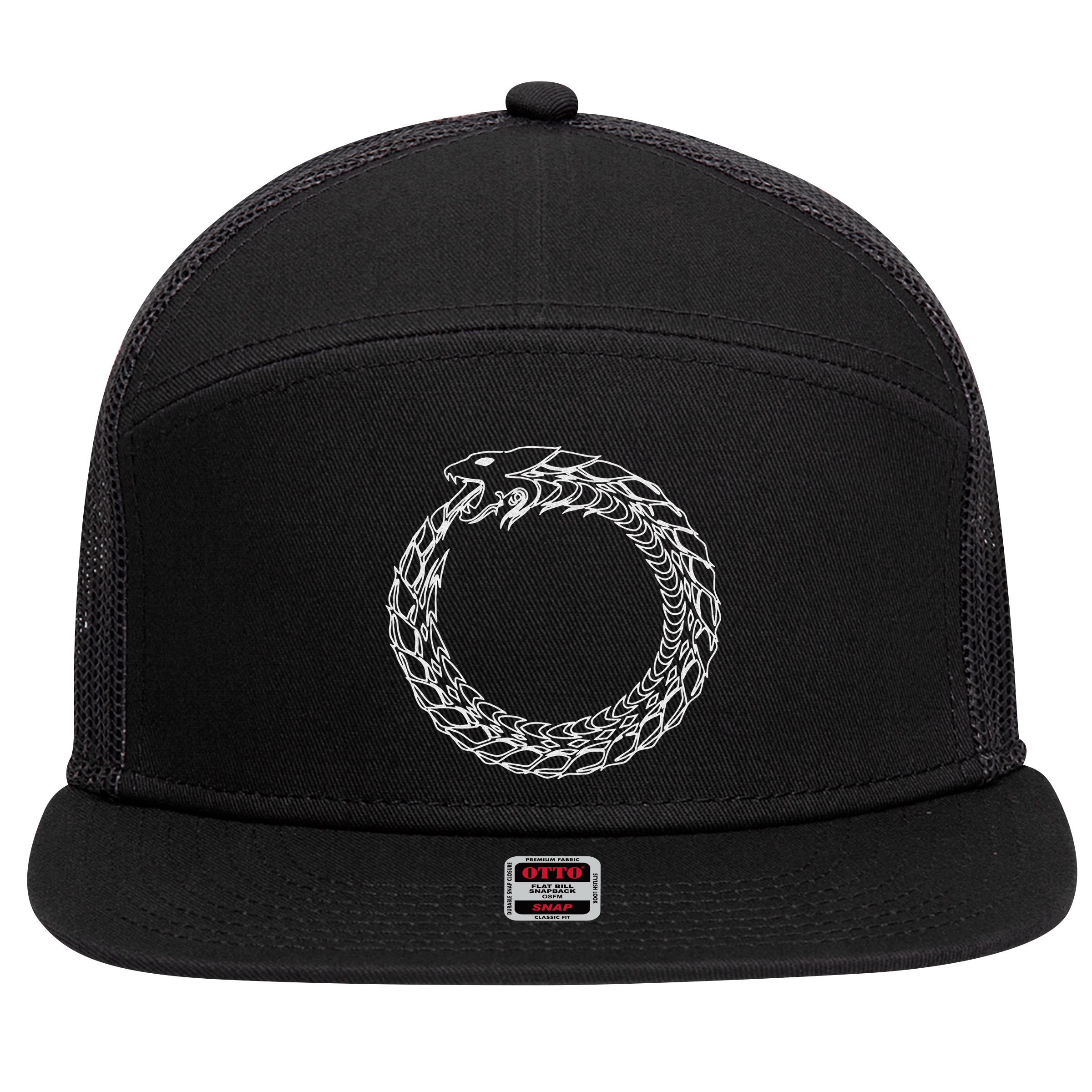 Ouroboros Jörmungandr Midgard Serpent Ragnarok 7 Panel Mesh Trucker Snapback Hat
