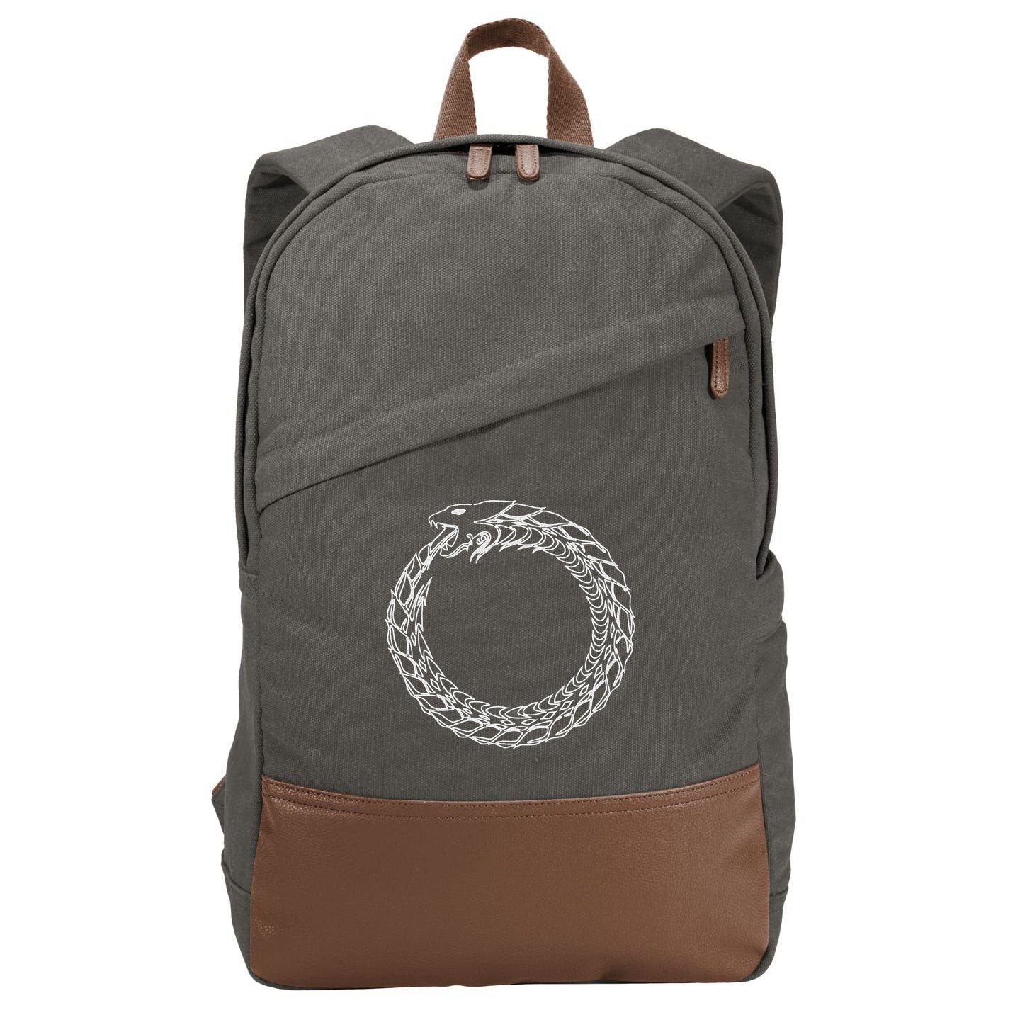Ouroboros Jörmungandr Midgard Serpent Ragnarok Cotton Canvas Backpack