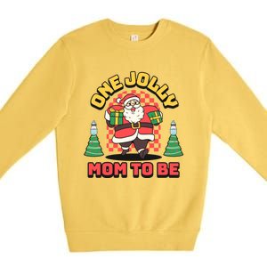 One Jolly Mom To Be Santa Funny Pregnancy Christmas Gift Premium Crewneck Sweatshirt