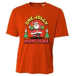 One Jolly Mom To Be Santa Funny Pregnancy Christmas Gift Cooling Performance Crew T-Shirt