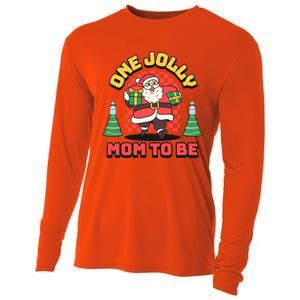 One Jolly Mom To Be Santa Funny Pregnancy Christmas Gift Cooling Performance Long Sleeve Crew