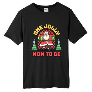 One Jolly Mom To Be Santa Funny Pregnancy Christmas Gift Tall Fusion ChromaSoft Performance T-Shirt