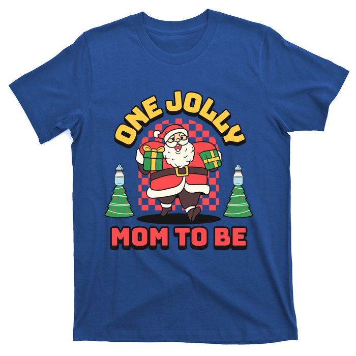 One Jolly Mom To Be Santa Funny Pregnancy Christmas Gift T-Shirt