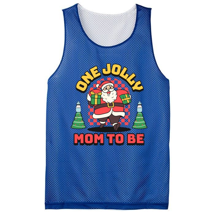 One Jolly Mom To Be Santa Funny Pregnancy Christmas Gift Mesh Reversible Basketball Jersey Tank