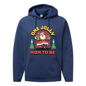 One Jolly Mom To Be Santa Funny Pregnancy Christmas Gift Performance Fleece Hoodie