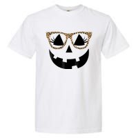 Orange Jack O Lantern Face Pumpkin Hallowen Leopard Glasses Garment-Dyed Heavyweight T-Shirt