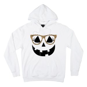 Orange Jack O Lantern Face Pumpkin Hallowen Leopard Glasses Hoodie