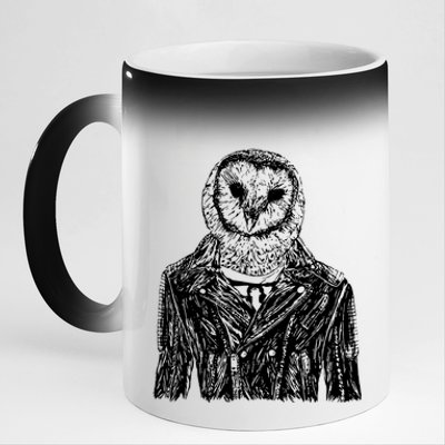 Owl Jacket 11oz Black Color Changing Mug