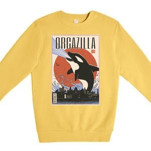 Orcazilla Japanese Poster Orca Premium Crewneck Sweatshirt