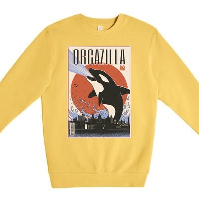 Orcazilla Japanese Poster Orca Premium Crewneck Sweatshirt