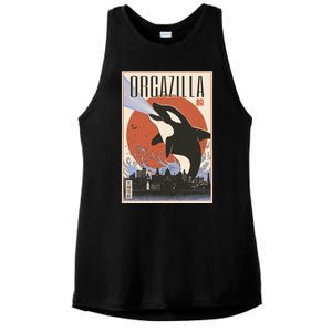 Orcazilla Japanese Poster Orca Ladies PosiCharge Tri-Blend Wicking Tank