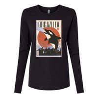 Orcazilla Japanese Poster Orca Womens Cotton Relaxed Long Sleeve T-Shirt