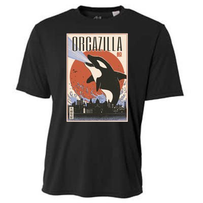 Orcazilla Japanese Poster Orca Cooling Performance Crew T-Shirt