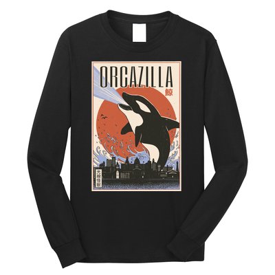 Orcazilla Japanese Poster Orca Long Sleeve Shirt