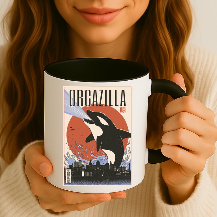 Orcazilla Japanese Poster Orca Mug