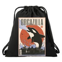 Orcazilla Japanese Poster Orca Drawstring Bag