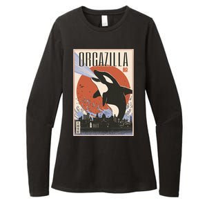 Orcazilla Japanese Poster Orca Womens CVC Long Sleeve Shirt