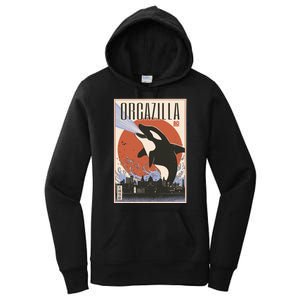 Orcazilla Japanese Poster Orca Women's Pullover Hoodie