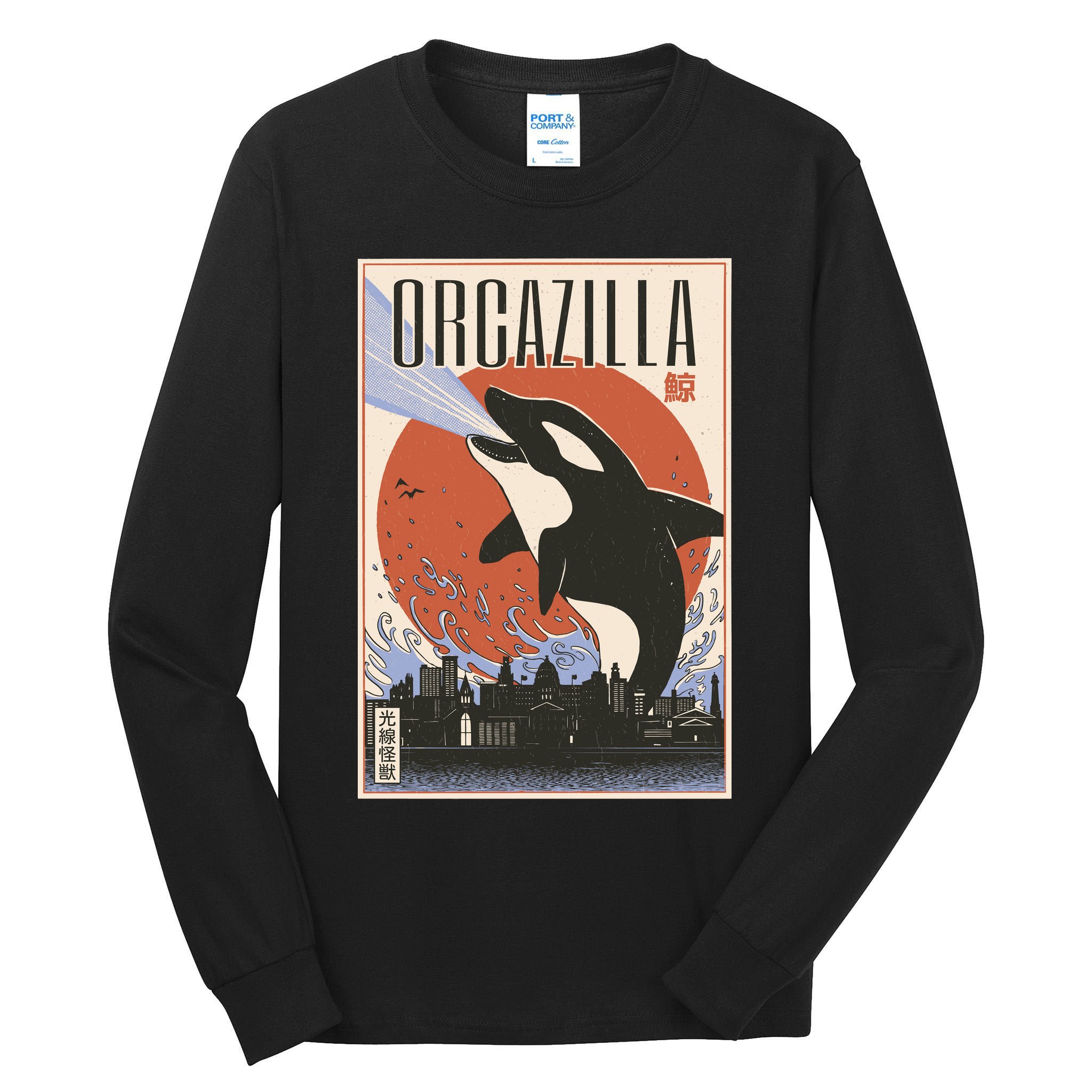 Orcazilla Japanese Poster Orca Tall Long Sleeve T-Shirt