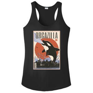 Orcazilla Japanese Poster Orca Ladies PosiCharge Competitor Racerback Tank