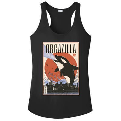 Orcazilla Japanese Poster Orca Ladies PosiCharge Competitor Racerback Tank