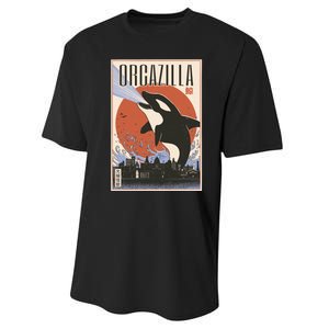 Orcazilla Japanese Poster Orca Performance Sprint T-Shirt