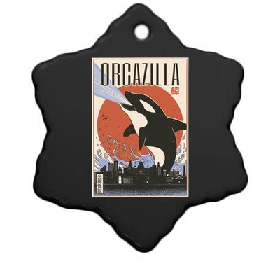 Orcazilla Japanese Poster Orca Ceramic Star Ornament