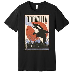 Orcazilla Japanese Poster Orca Premium T-Shirt