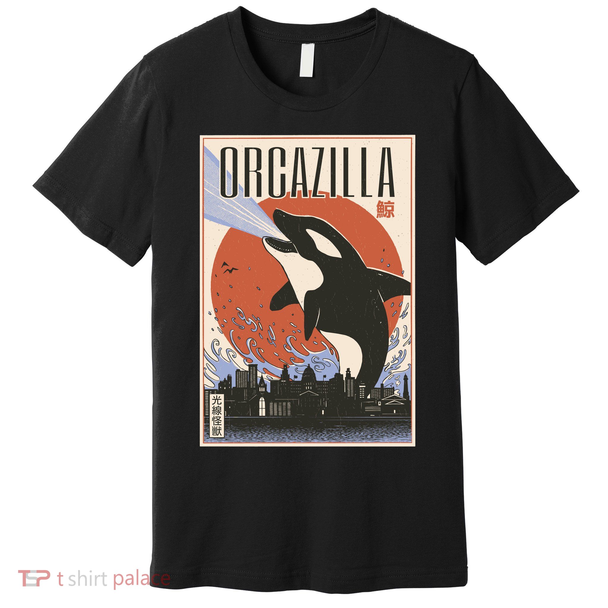 Orcazilla Japanese Poster Orca Premium T-Shirt