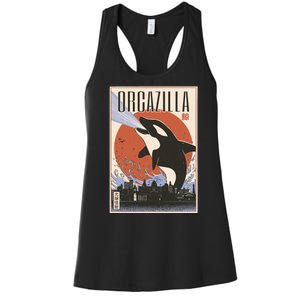 Orcazilla Japanese Poster Orca Women's Racerback Tank