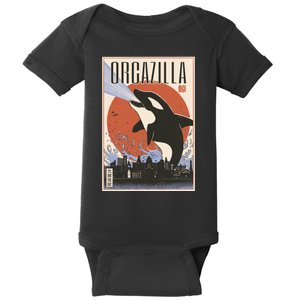 Orcazilla Japanese Poster Orca Baby Bodysuit