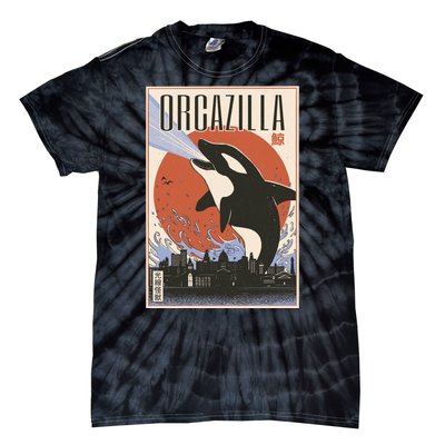 Orcazilla Japanese Poster Orca Tie-Dye T-Shirt