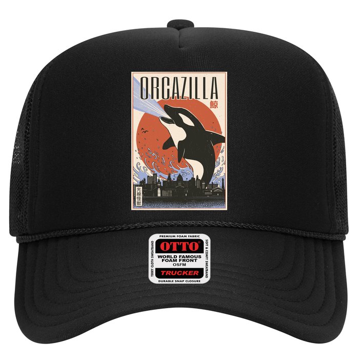 Orcazilla Japanese Poster Orca Trucker Hat