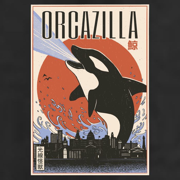 Orcazilla Japanese Poster Orca Trucker Hat