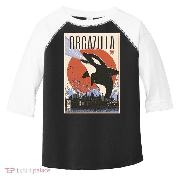 Orcazilla Japanese Poster Orca Toddler Fine Jersey T-Shirt