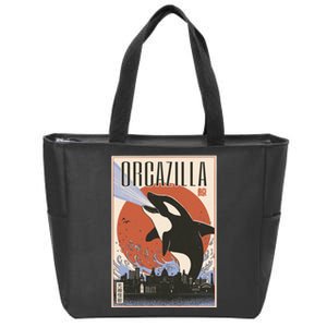 Orcazilla Japanese Poster Orca Zip Tote Bag