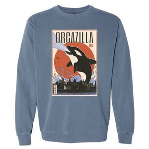 Orcazilla Japanese Poster Orca Garment-Dyed Sweatshirt