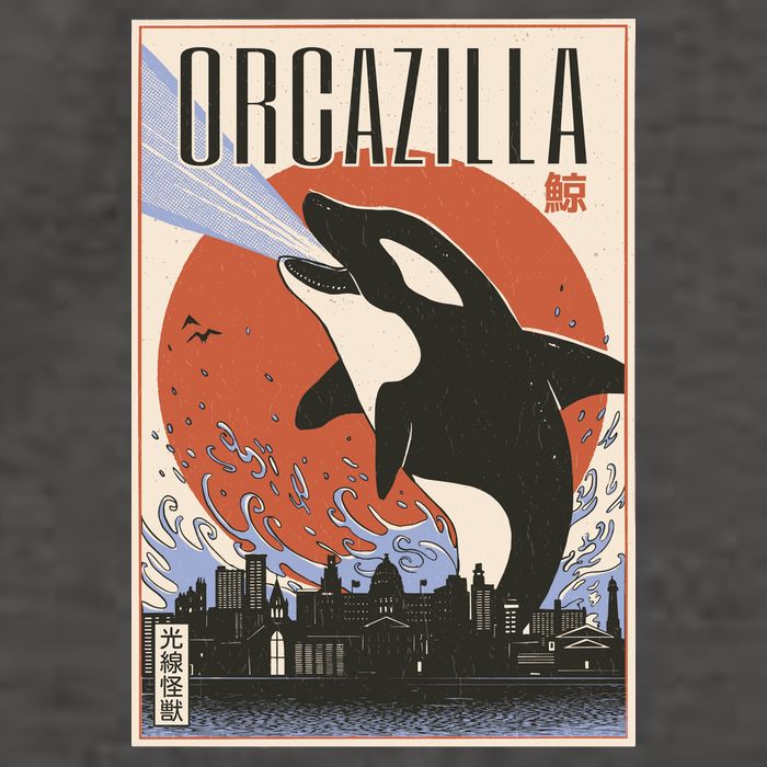 Orcazilla Japanese Poster Orca Vector Backpack