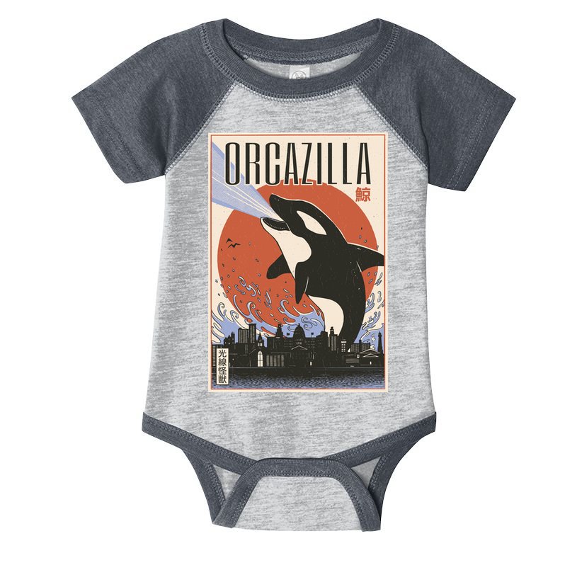 Orcazilla Japanese Poster Orca Infant Baby Jersey Bodysuit