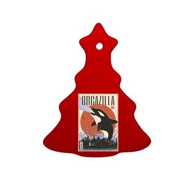 Orcazilla Japanese Poster Orca Ceramic Tree Ornament